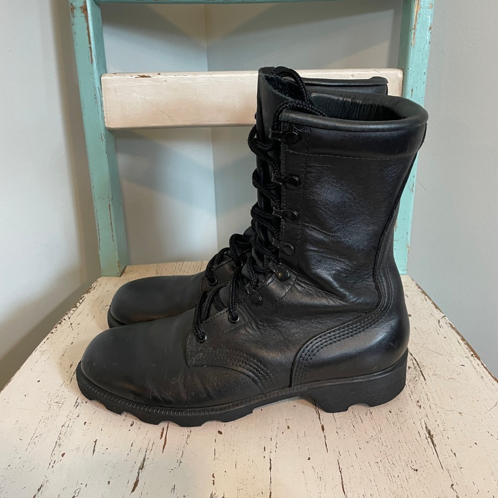 VTG Altama Mens Black Leather Military Combat Tactical Boots 7R Made in USA